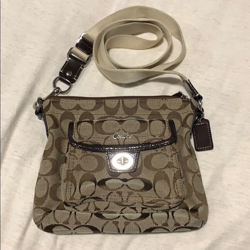 Tan Canvas Coach Crossbody